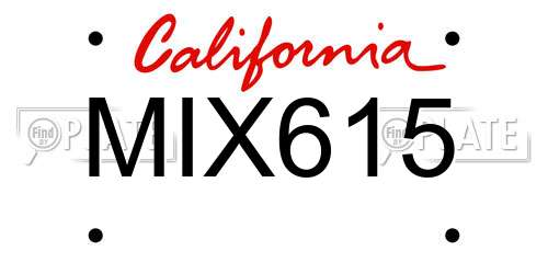 MIX615 California License Plate