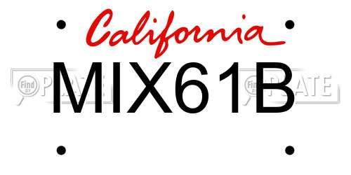 MIX61B California License Plate