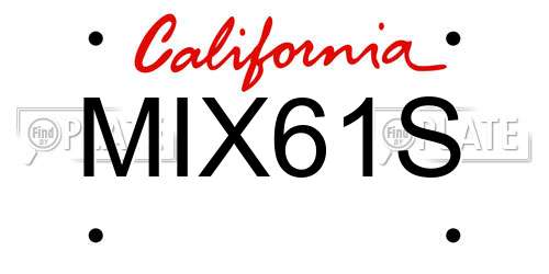 MIX61S California License Plate
