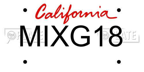 MIXG18 California License Plate