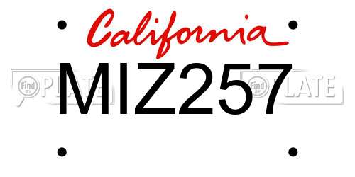 MIZ257 California License Plate