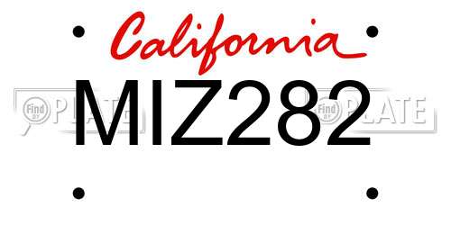 MIZ282 California License Plate