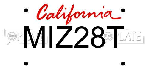 MIZ28T California License Plate