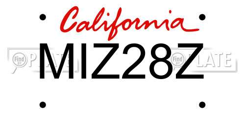 MIZ28Z California License Plate