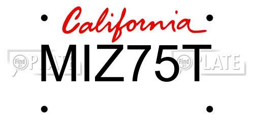 MIZ75T California License Plate