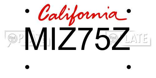MIZ75Z California License Plate