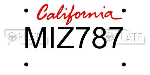 MIZ787 California License Plate