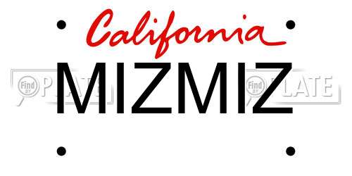MIZMIZ California License Plate
