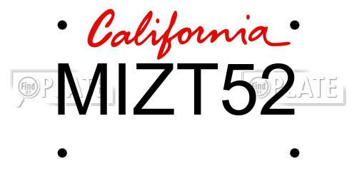 MIZT52 California License Plate