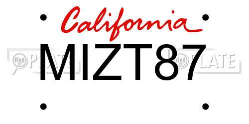 MIZT87 California License Plate