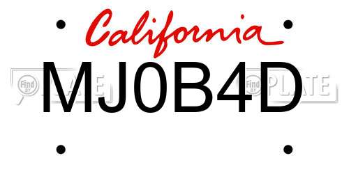 MJ0B4D California License Plate