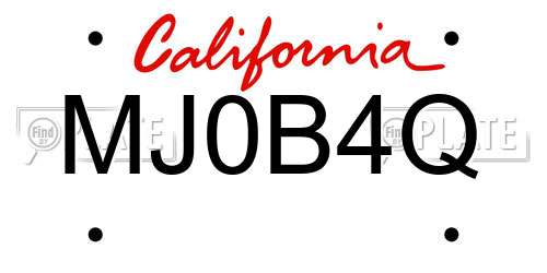 MJ0B4Q California License Plate
