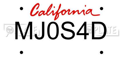 MJ0S4D California License Plate