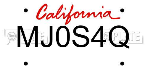 MJ0S4Q California License Plate