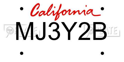 MJ3Y2B California License Plate