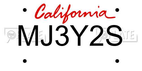 MJ3Y2S California License Plate