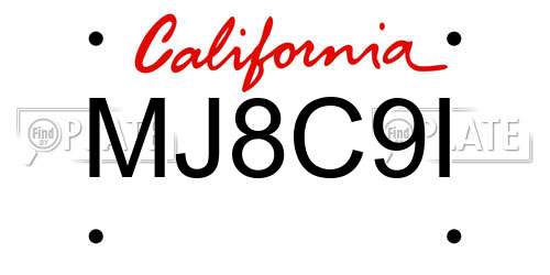 MJ8C9I California License Plate