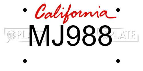 MJ988 California License Plate