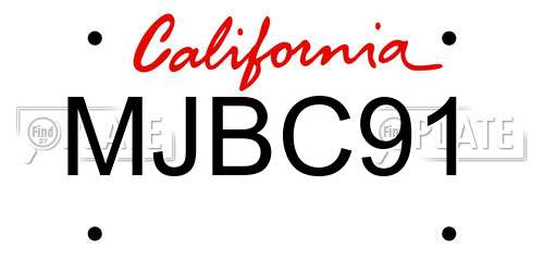 MJBC91 California License Plate