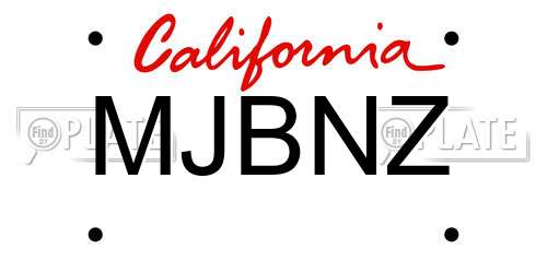 MJBNZ California License Plate