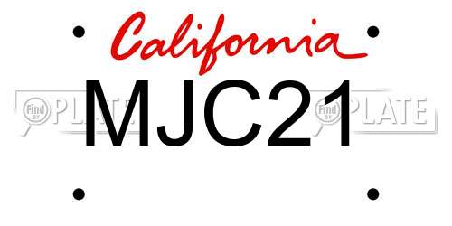 MJC21 California License Plate