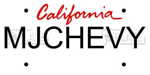 MJCHEVY California License Plate