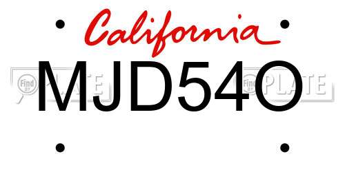 MJD54O California License Plate