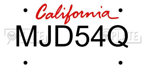 MJD54Q California License Plate