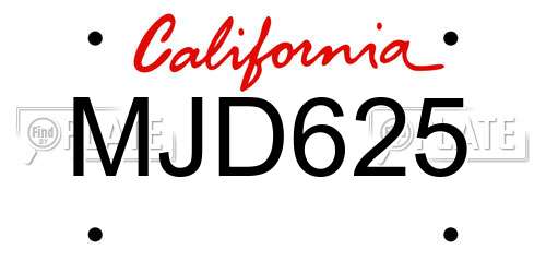 MJD625 California License Plate