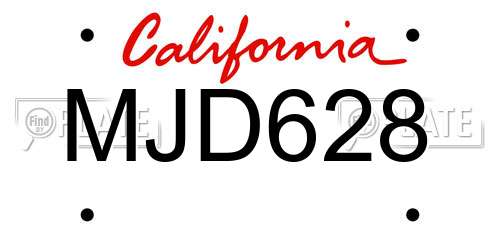 MJD628 California License Plate
