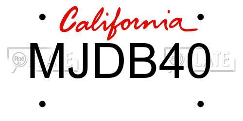 MJDB40 California License Plate