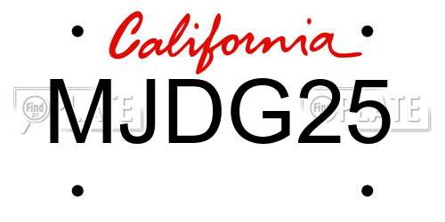 MJDG25 California License Plate