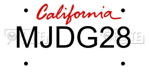 MJDG28 California License Plate
