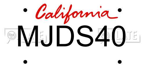 MJDS40 California License Plate