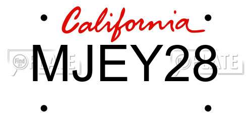 MJEY28 California License Plate