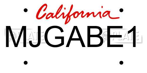 MJGABE1 California License Plate
