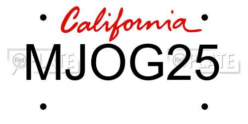 MJOG25 California License Plate
