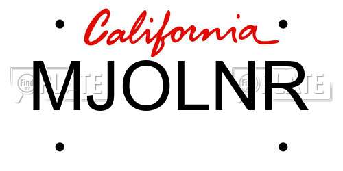 MJOLNR California License Plate