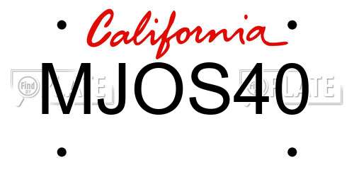 MJOS40 California License Plate