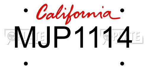 MJP1114 California License Plate