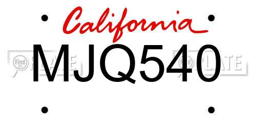 MJQ540 California License Plate
