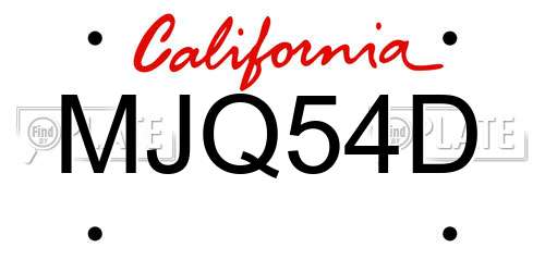 MJQ54D California License Plate