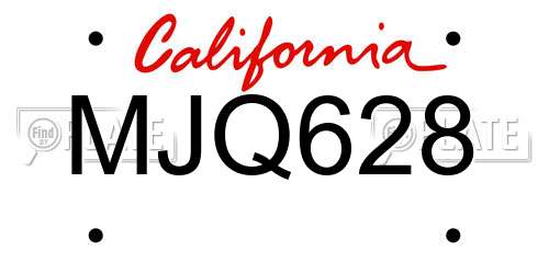 MJQ628 California License Plate