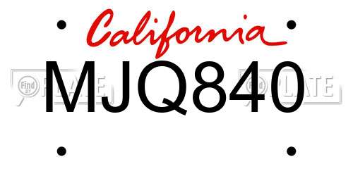 MJQ840 California License Plate
