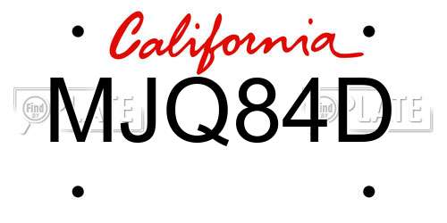 MJQ84D California License Plate