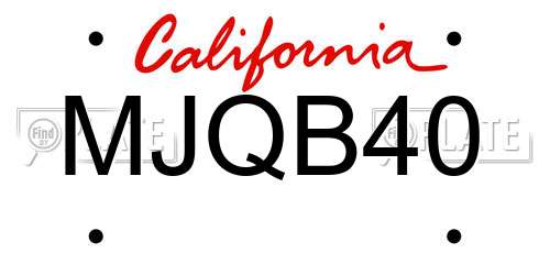 MJQB40 California License Plate