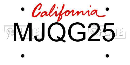 MJQG25 California License Plate