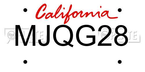 MJQG28 California License Plate