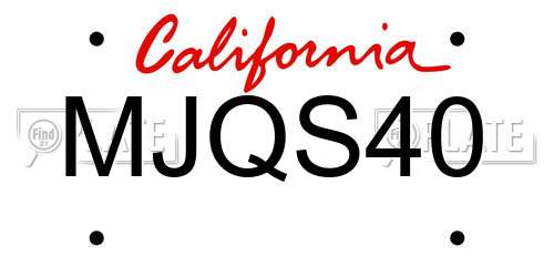 MJQS40 California License Plate