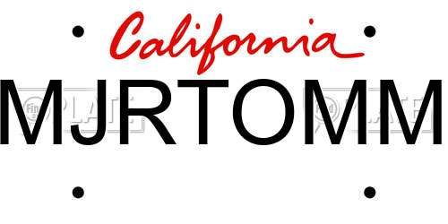 MJRTOMM California License Plate